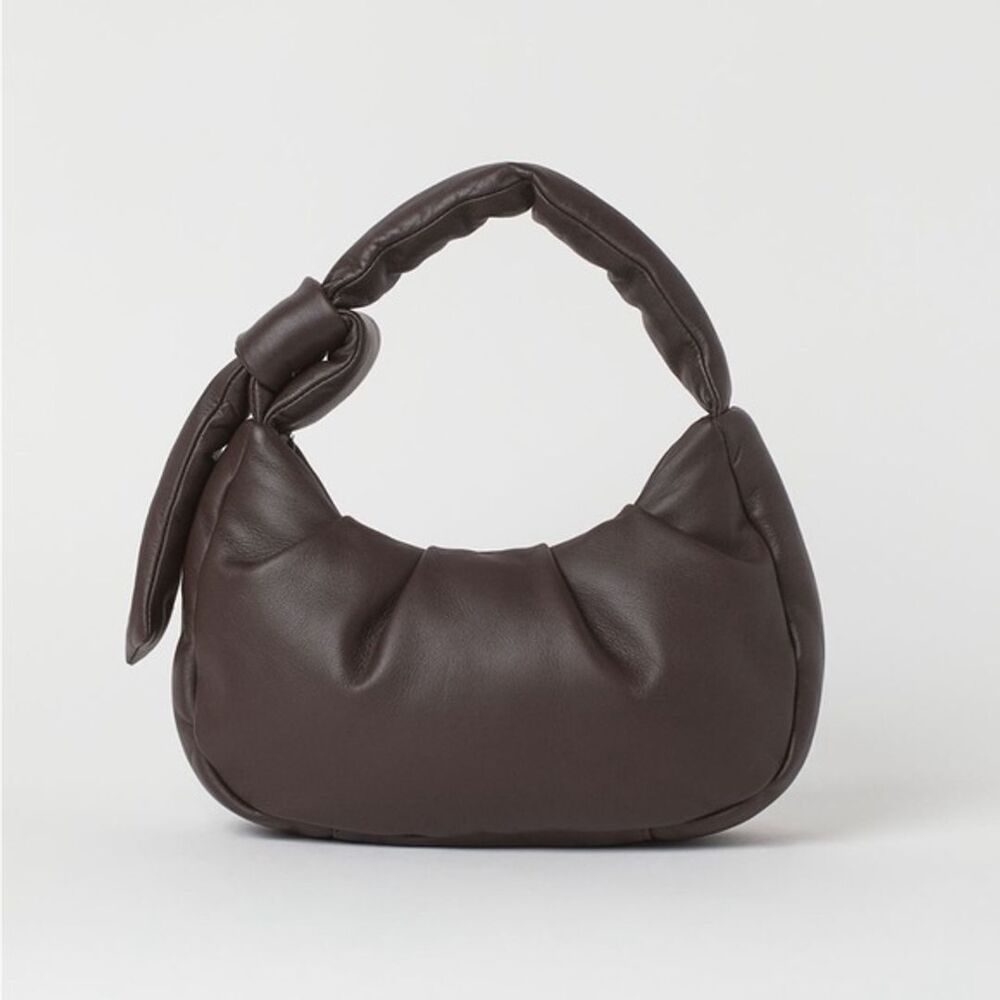 H&M Premium Leather Chocolate Brown Puffer Bag - Picture 3 of 10